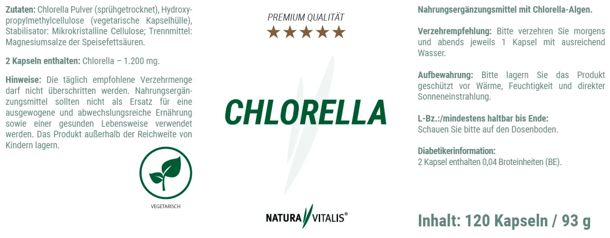 Chlorella von Natura Vitalis - 120 Kapseln